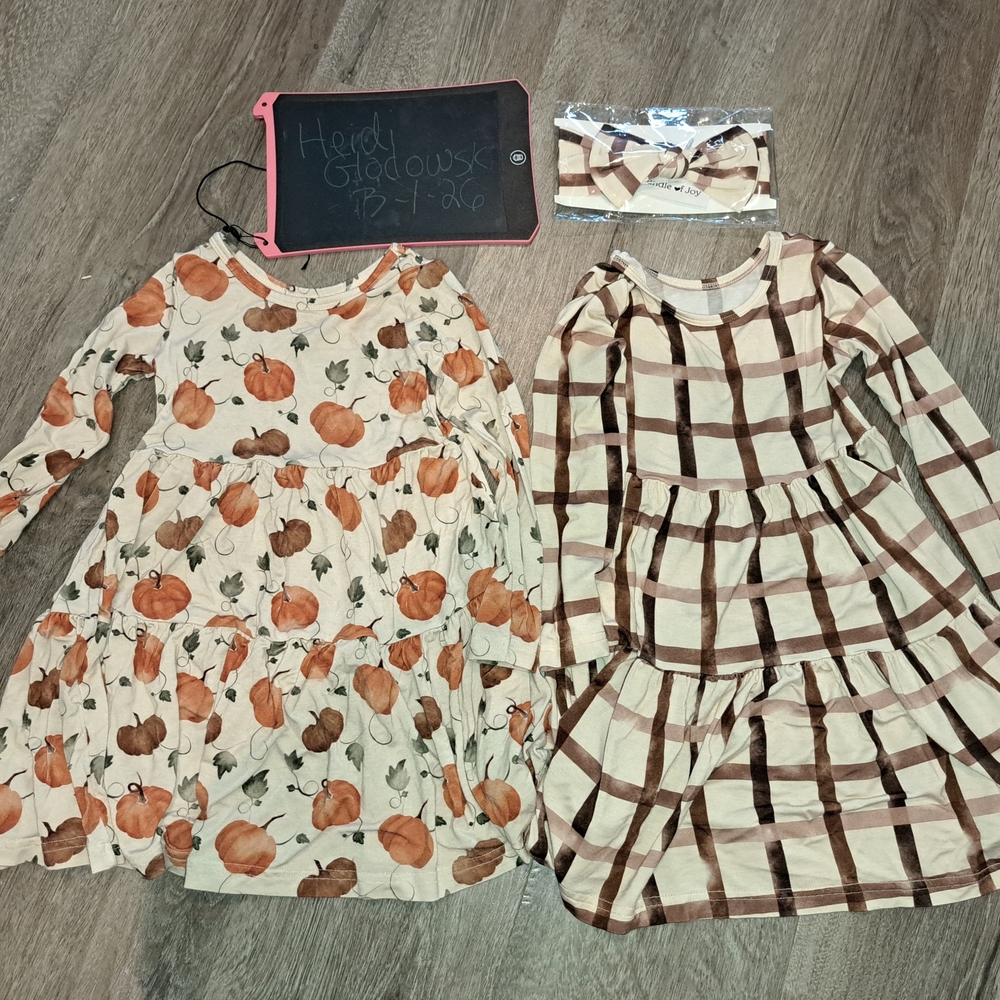 Pumpkin and Plaid Long Sleeve Dresses
